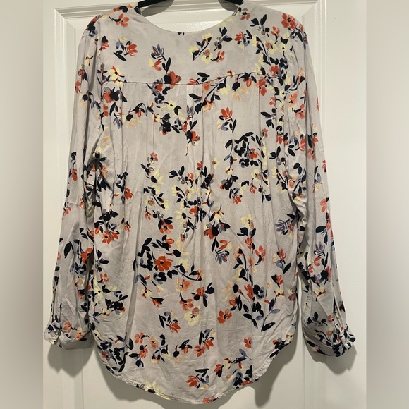 Floral Print Women's Blouse - Cream and Orange - Picture 4 of 4